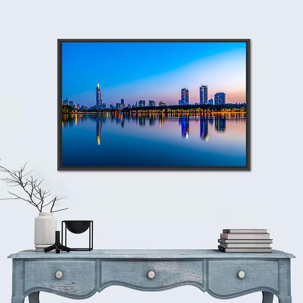 Nanjing Xuanwu Lake Canvas Wall Art-1 Piece-Floating Frame-24" x 16"-Tiaracle