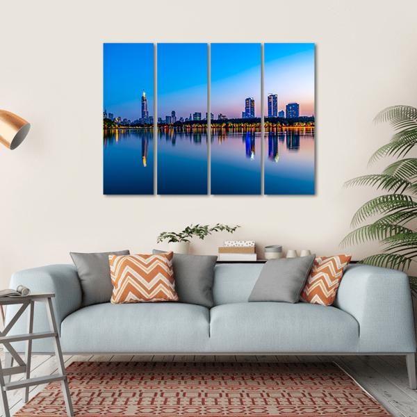Nanjing Xuanwu Lake Canvas Wall Art-4 Horizontal-Gallery Wrap-34" x 24"-Tiaracle