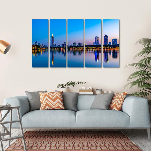 Nanjing Xuanwu Lake Canvas Wall Art-5 Horizontal-Gallery Wrap-22&quot; x 12&quot;-Tiaracle