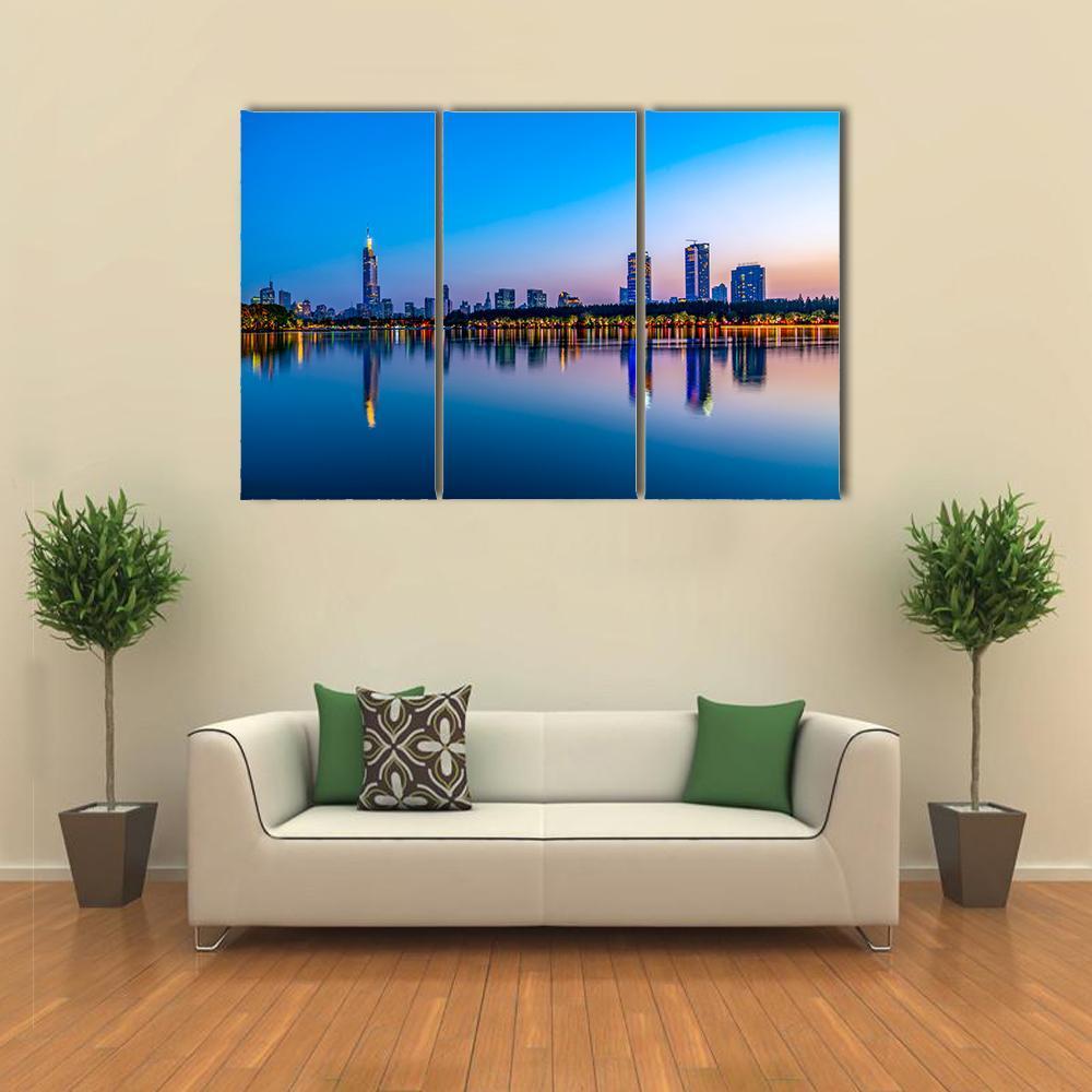 Nanjing Xuanwu Lake Canvas Wall Art-3 Horizontal-Gallery Wrap-37" x 24"-Tiaracle