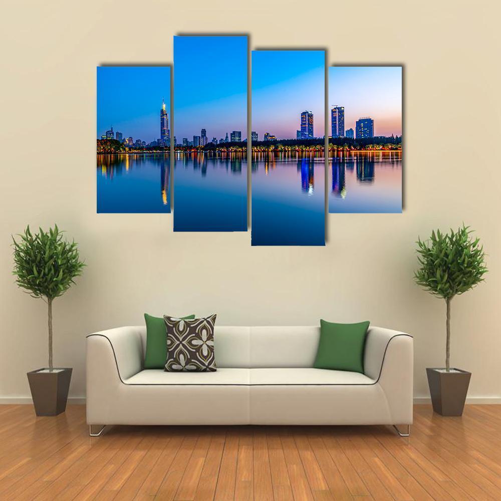 Nanjing Xuanwu Lake Canvas Wall Art-4 Pop-Gallery Wrap-50" x 32"-Tiaracle