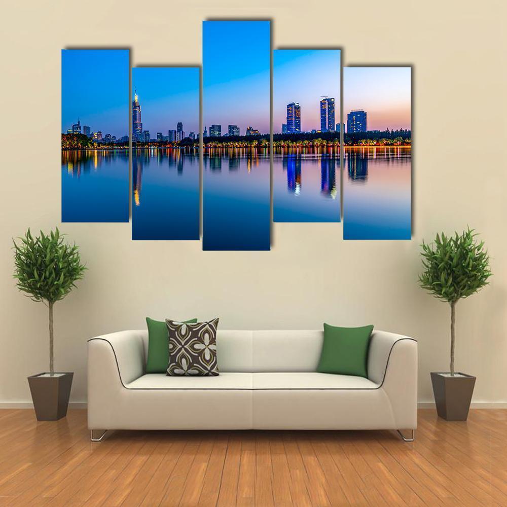 Nanjing Xuanwu Lake Canvas Wall Art-5 Pop-Gallery Wrap-47" x 32"-Tiaracle