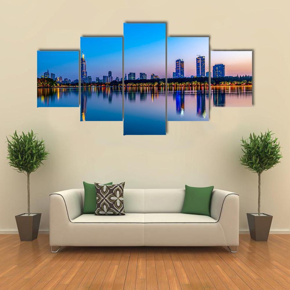 Nanjing Xuanwu Lake Canvas Wall Art-5 Star-Gallery Wrap-62" x 32"-Tiaracle