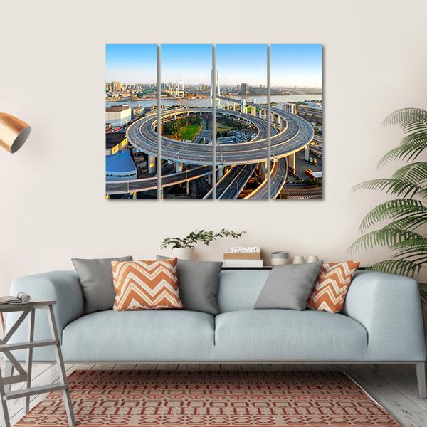 Nanpu Bridge China Canvas Wall Art-4 Horizontal-Gallery Wrap-34" x 24"-Tiaracle