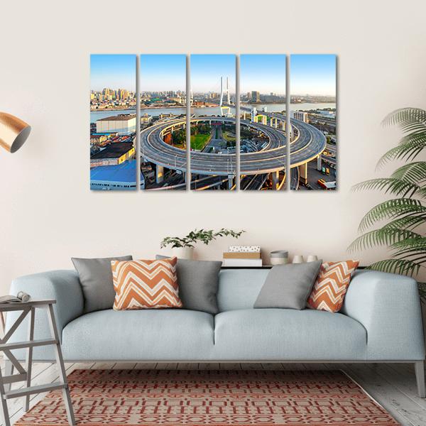 Nanpu Bridge China Canvas Wall Art-5 Horizontal-Gallery Wrap-22" x 12"-Tiaracle