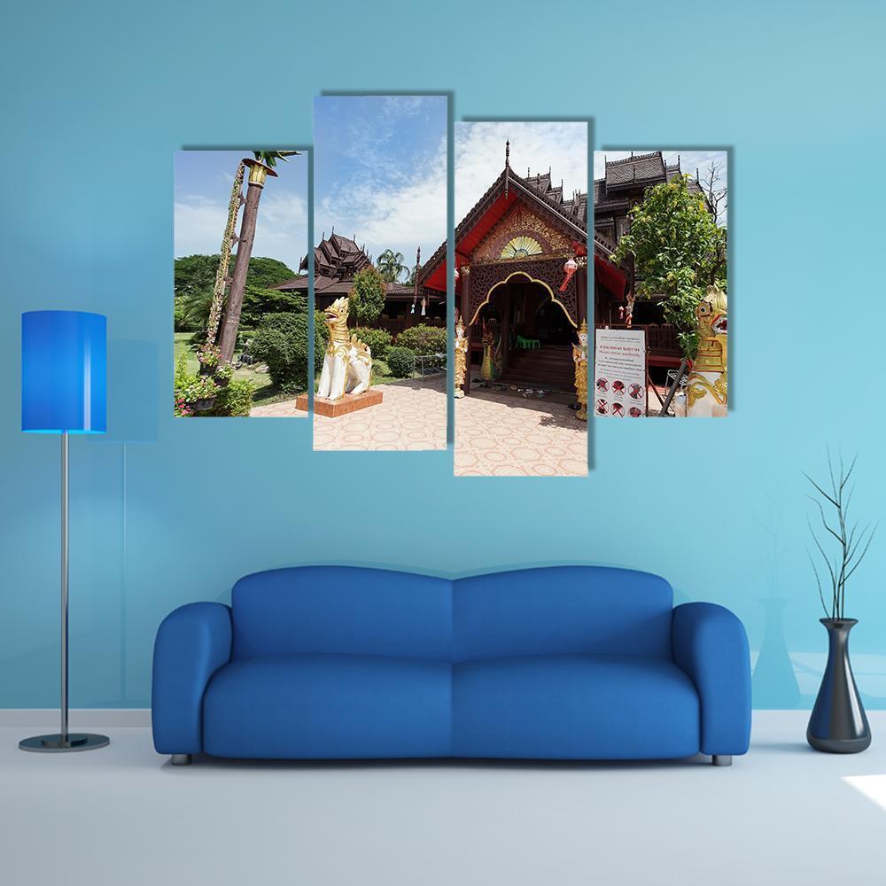 Nantaram Temple Thailand Canvas Wall Art-4 Pop-Gallery Wrap-50" x 32"-Tiaracle