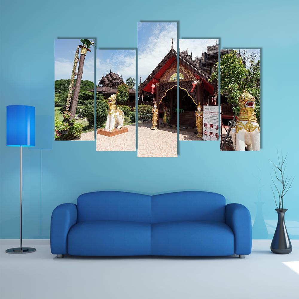 Nantaram Temple Thailand Canvas Wall Art-5 Pop-Gallery Wrap-47" x 32"-Tiaracle