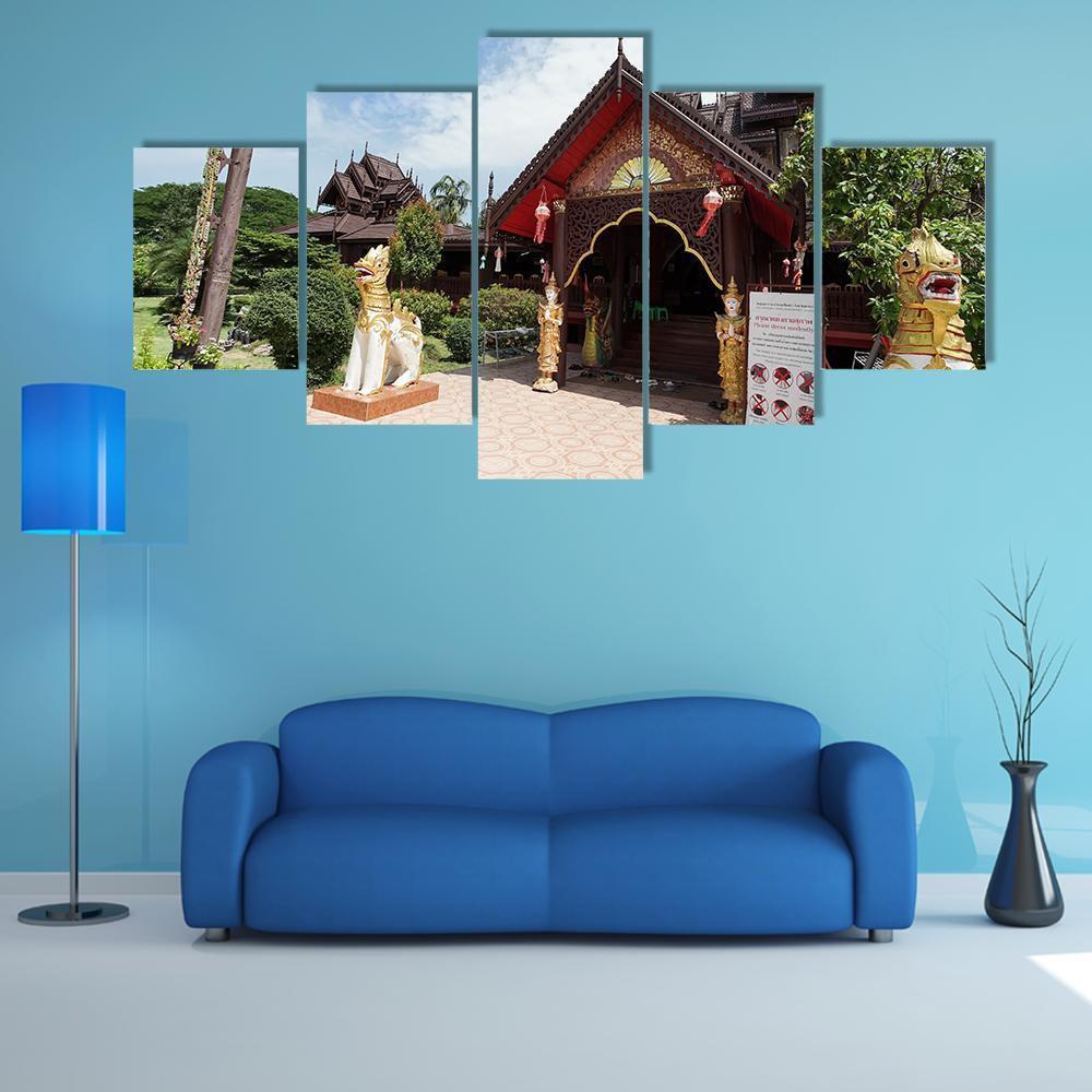 Nantaram Temple Thailand Canvas Wall Art-5 Star-Gallery Wrap-62" x 32"-Tiaracle