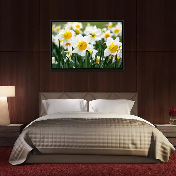 Narcissus Flowers Canvas Wall Art-3 Horizontal-Gallery Wrap-25" x 16"-Tiaracle