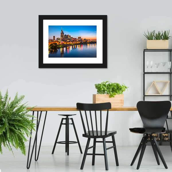 Nashville City Skyline Canvas Wall Art-3 Horizontal-Gallery Wrap-37" x 24"-Tiaracle