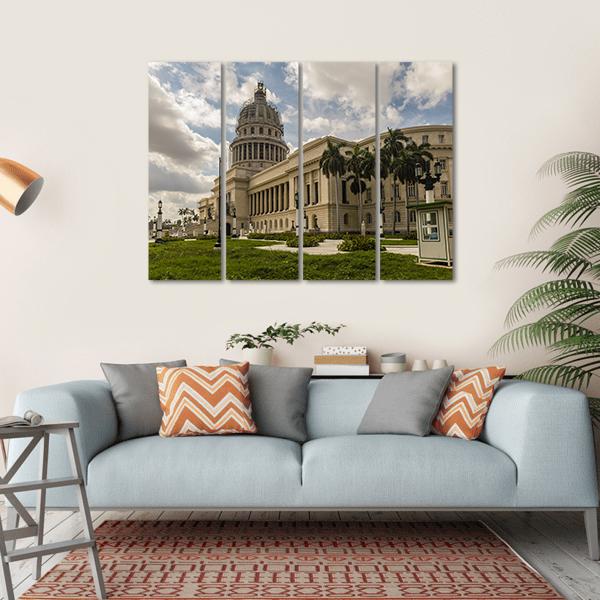 National Capitol In Havana Canvas Wall Art-4 Horizontal-Gallery Wrap-34" x 24"-Tiaracle