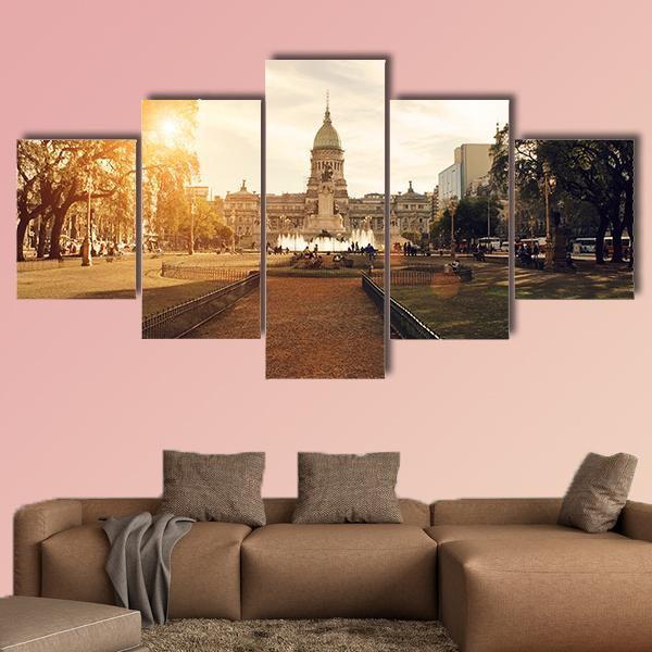 National Congress In Buenos Aires Canvas Wall Art-5 Star-Gallery Wrap-62" x 32"-Tiaracle