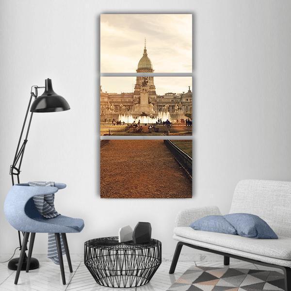 National Congress In Buenos Aires Vertical Canvas Wall Art-3 Vertical-Gallery Wrap-12" x 25"-Tiaracle