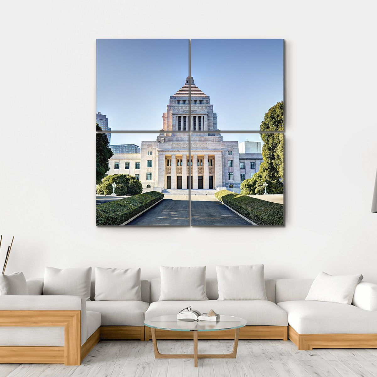National Diet House Japan Canvas Wall Art-4 Square-Gallery Wrap-17" x 17"-Tiaracle