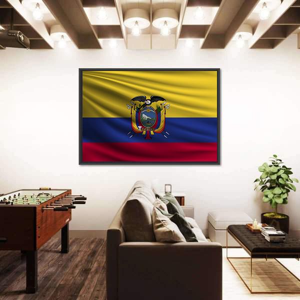 National Flag Of Ecuador Canvas Wall Art-5 Horizontal-Gallery Wrap-22" x 12"-Tiaracle
