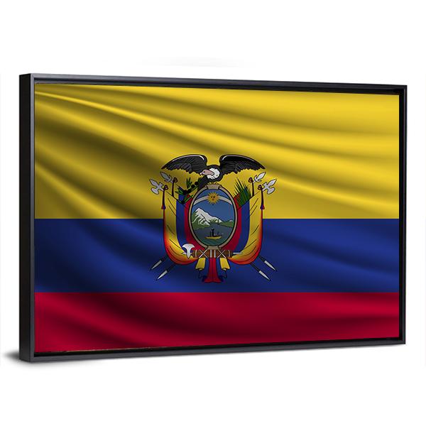 National Flag Of Ecuador Canvas Wall Art-5 Horizontal-Gallery Wrap-22" x 12"-Tiaracle