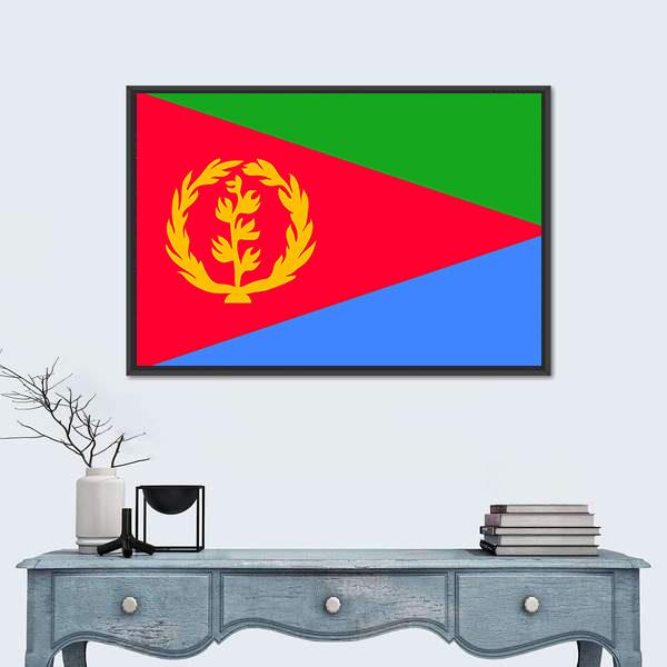 National Flag Of Eritrea Canvas Wall Art-1 Piece-Floating Frame-24" x 16"-Tiaracle