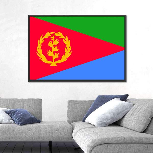 National Flag Of Eritrea Canvas Wall Art-3 Horizontal-Gallery Wrap-25" x 16"-Tiaracle