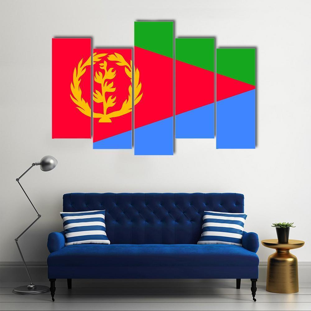 National Flag Of Eritrea Canvas Wall Art-5 Pop-Gallery Wrap-47" x 32"-Tiaracle