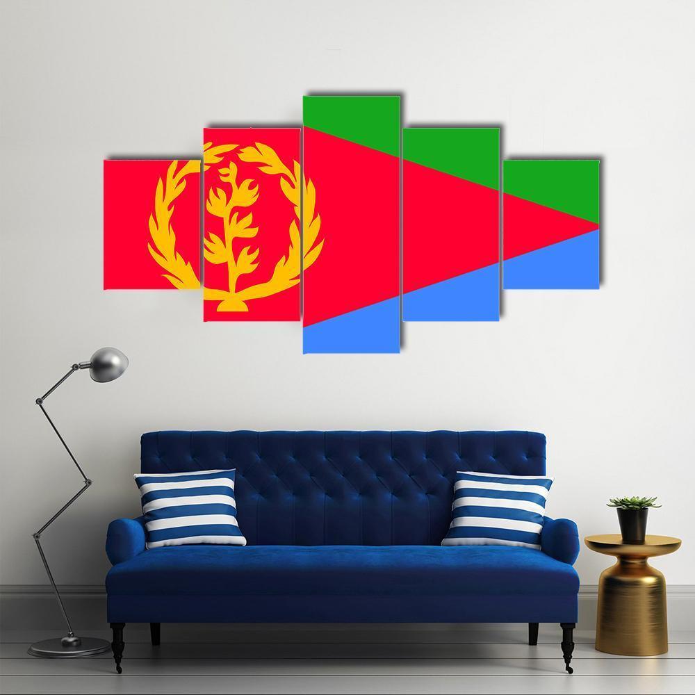 National Flag Of Eritrea Canvas Wall Art-5 Star-Gallery Wrap-62" x 32"-Tiaracle