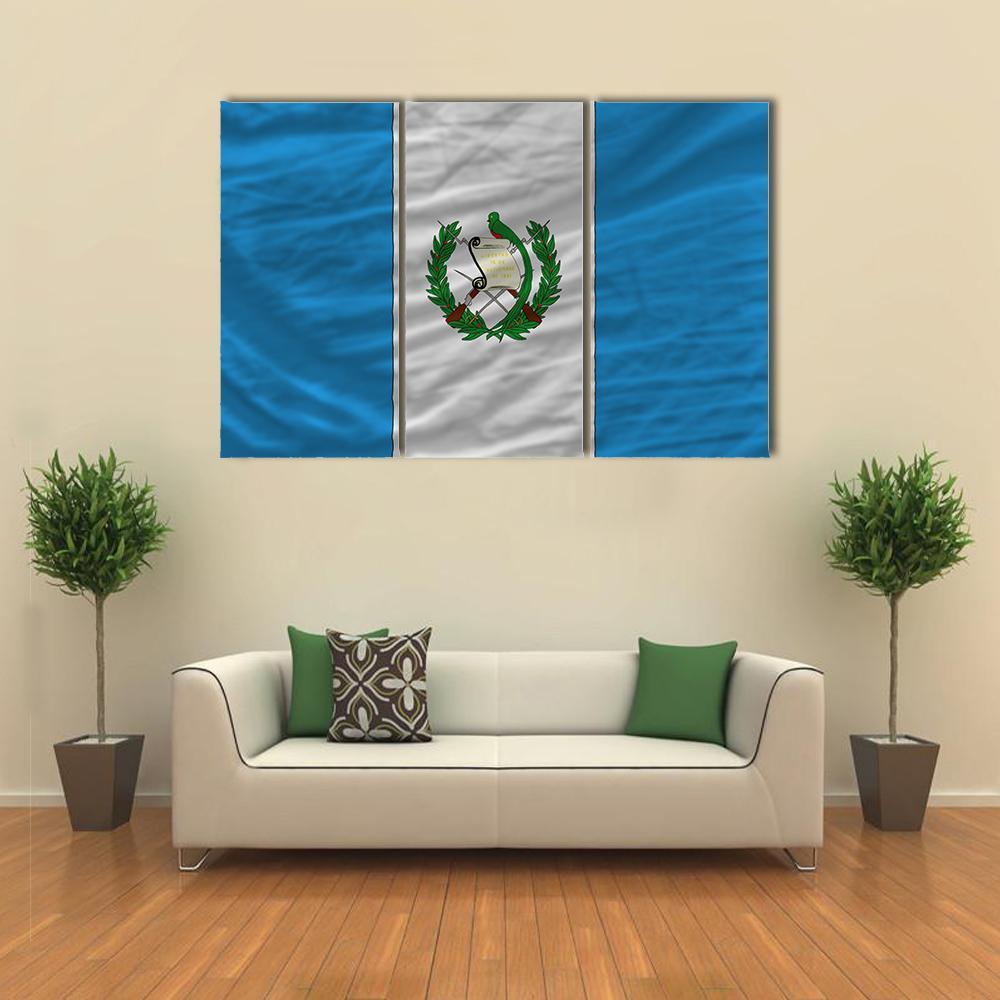 Flag Of Guatemala Canvas Wall Art-3 Horizontal-Gallery Wrap-37" x 24"-Tiaracle