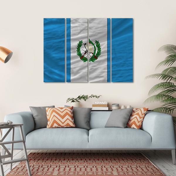 Flag Of Guatemala Canvas Wall Art-4 Horizontal-Gallery Wrap-34" x 24"-Tiaracle