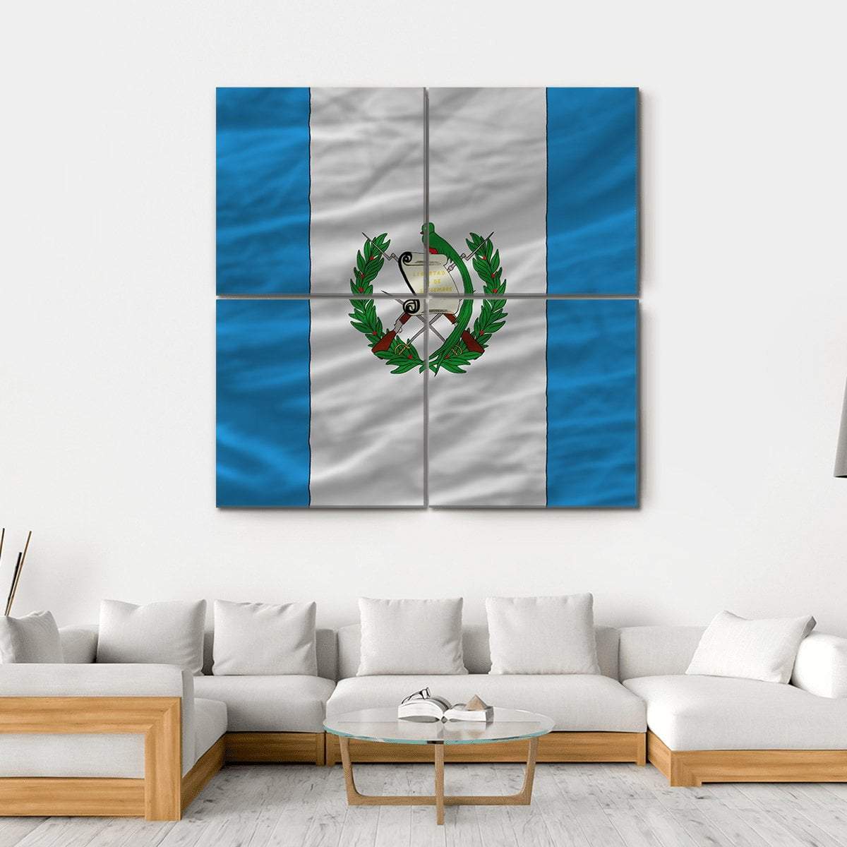 Flag Of Guatemala Canvas Wall Art-4 Square-Gallery Wrap-17" x 17"-Tiaracle