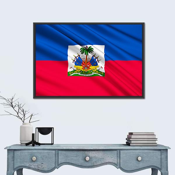 National Flag Of Haiti Canvas Wall Art-5 Horizontal-Gallery Wrap-22" x 12"-Tiaracle