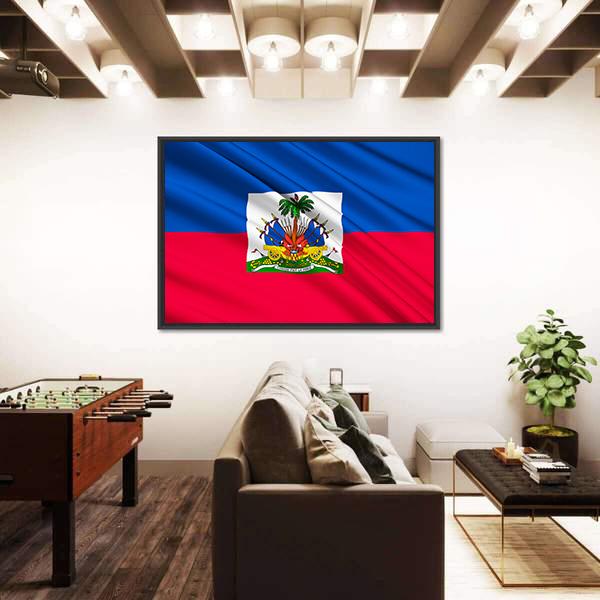 National Flag Of Haiti Canvas Wall Art-5 Horizontal-Gallery Wrap-22" x 12"-Tiaracle