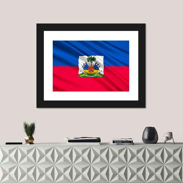 National Flag Of Haiti Canvas Wall Art-5 Horizontal-Gallery Wrap-22" x 12"-Tiaracle
