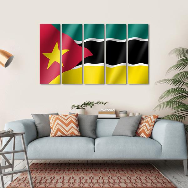 National Flag Of Mozambique Canvas Wall Art-5 Horizontal-Gallery Wrap-22" x 12"-Tiaracle
