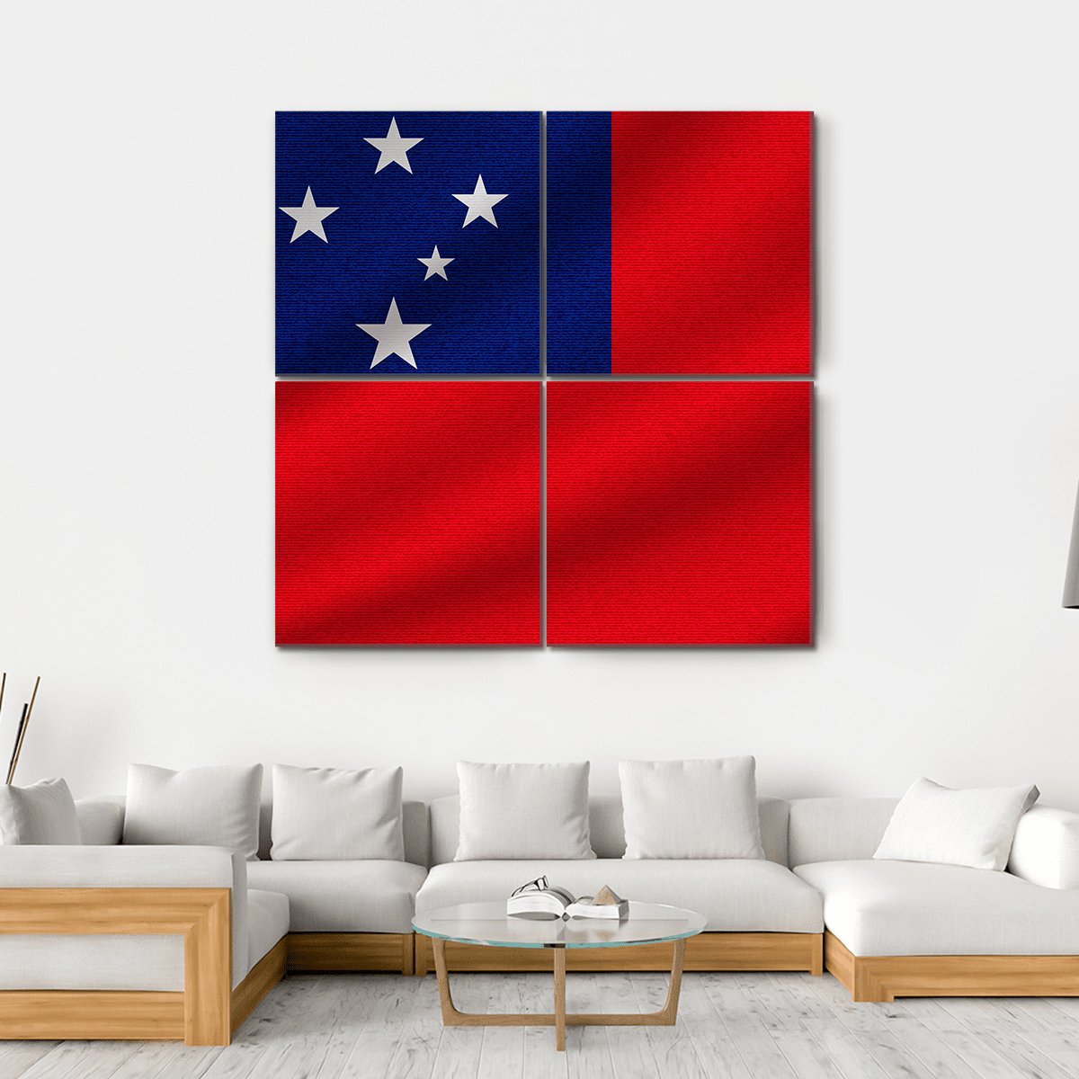 National Flag Of Samoa Canvas Wall Art-4 Square-Gallery Wrap-17" x 17"-Tiaracle