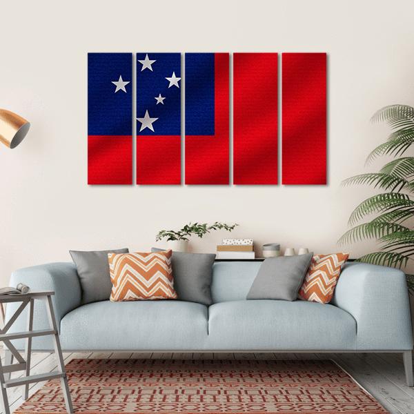 National Flag Of Samoa Canvas Wall Art-5 Horizontal-Gallery Wrap-22" x 12"-Tiaracle