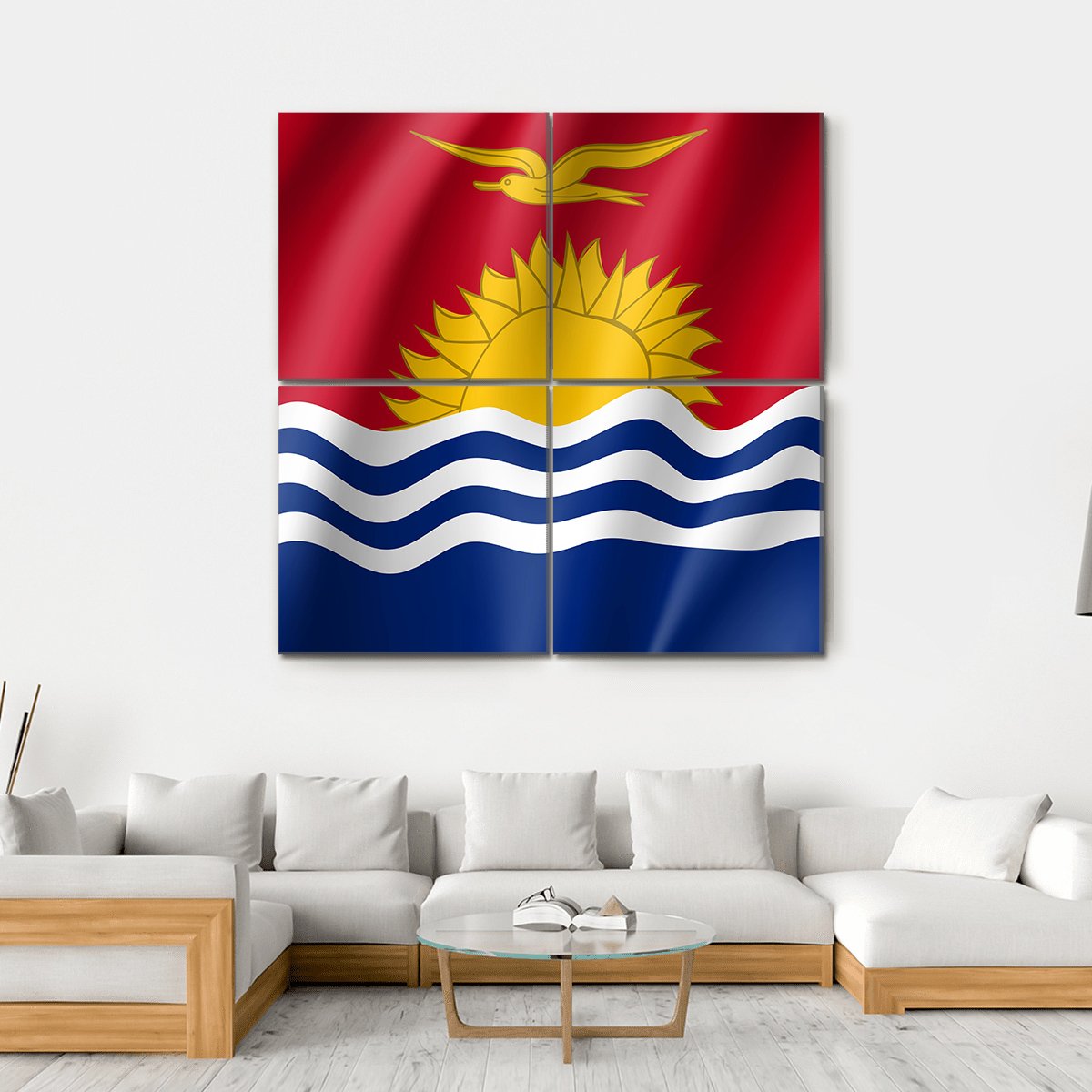 National Flag Of State Kiribati Canvas Wall Art-4 Square-Gallery Wrap-17" x 17"-Tiaracle