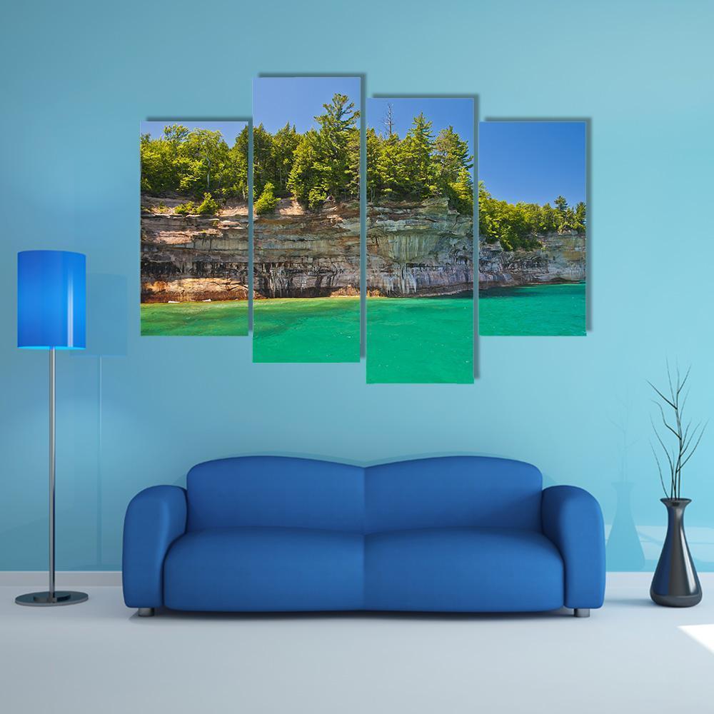 Pictured Rocks National Lakeshore Canvas Wall Art-4 Pop-Gallery Wrap-50" x 32"-Tiaracle