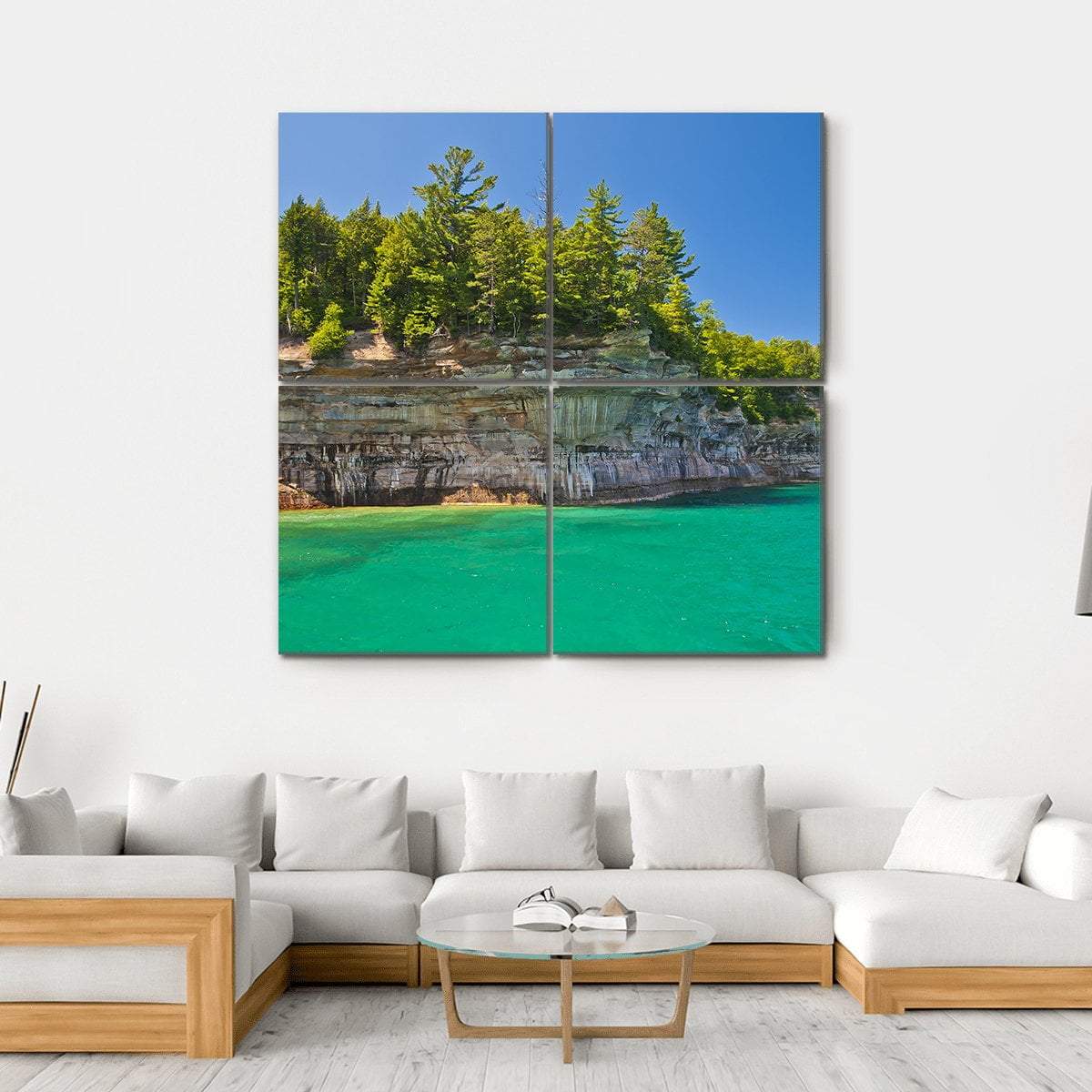 Pictured Rocks National Lakeshore Canvas Wall Art-4 Square-Gallery Wrap-17" x 17"-Tiaracle
