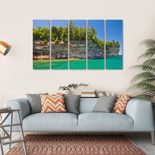 Pictured Rocks National Lakeshore Canvas Wall Art-5 Horizontal-Gallery Wrap-22" x 12"-Tiaracle