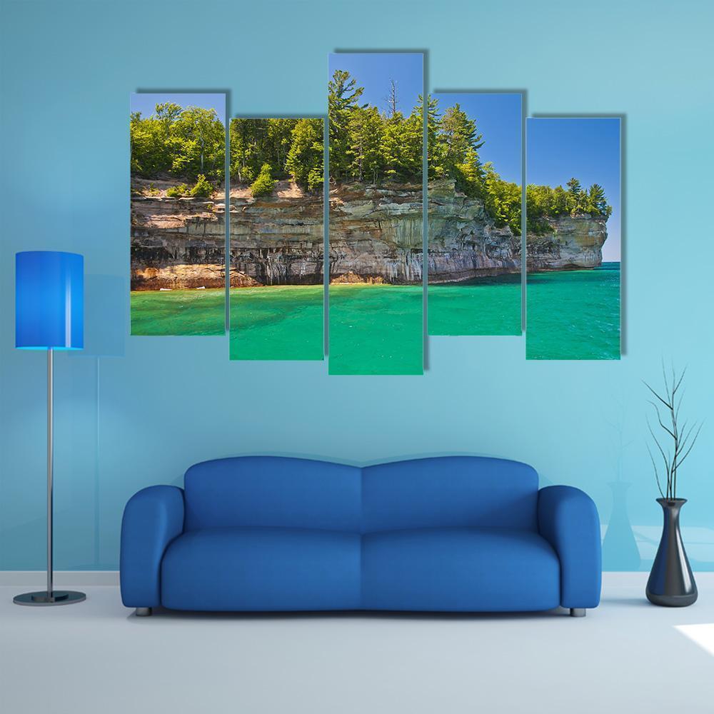 Pictured Rocks National Lakeshore Canvas Wall Art-5 Pop-Gallery Wrap-47" x 32"-Tiaracle