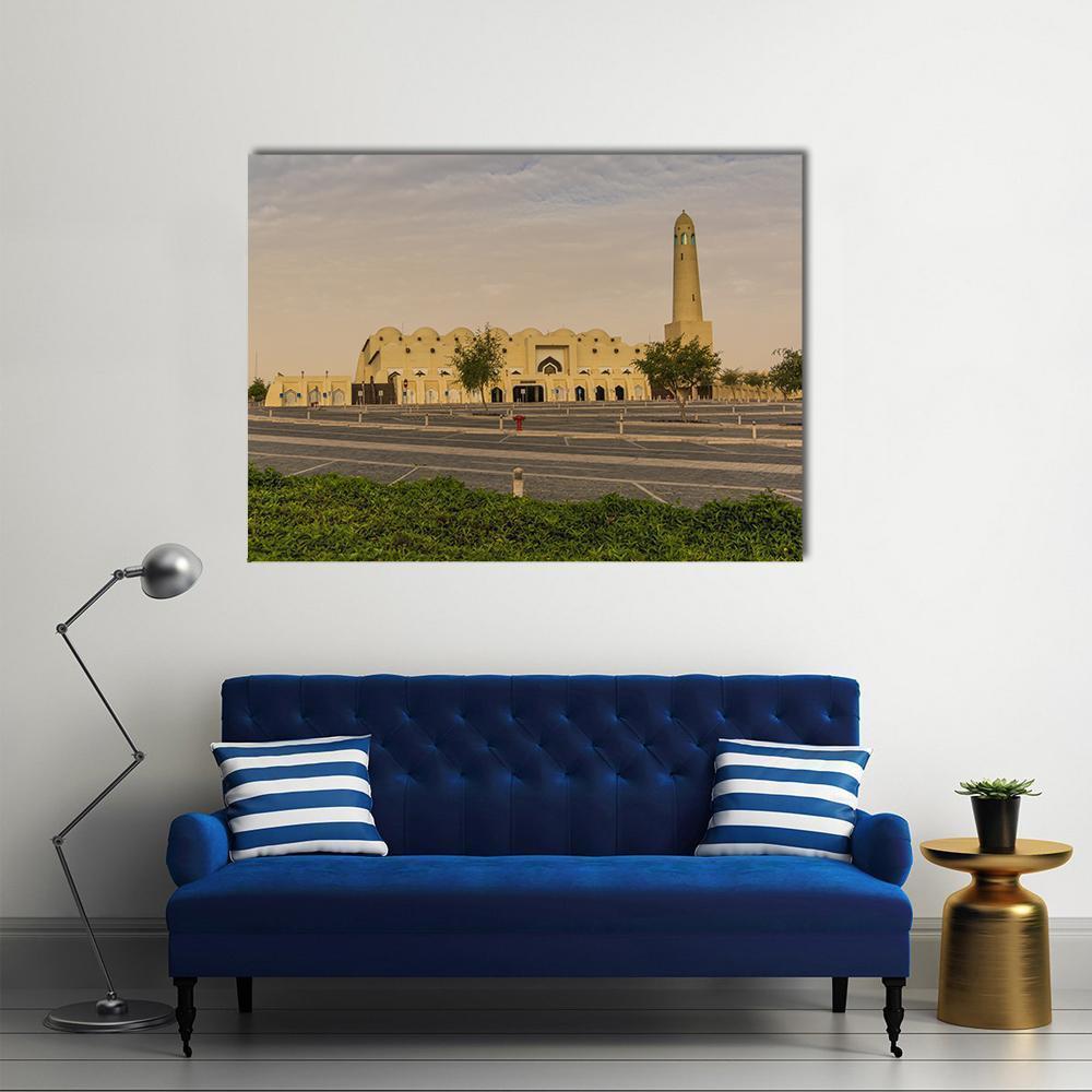 National Mosque In Doha Canvas Wall Art-5 Horizontal-Gallery Wrap-22" x 12"-Tiaracle