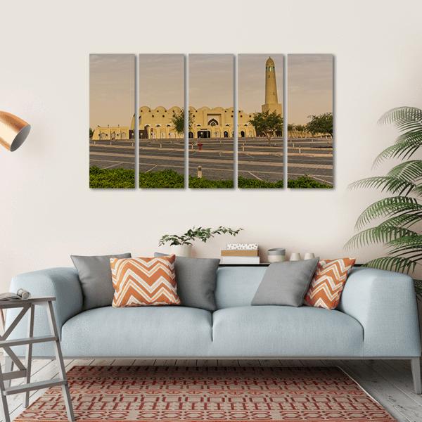 National Mosque In Doha Canvas Wall Art-5 Horizontal-Gallery Wrap-22" x 12"-Tiaracle