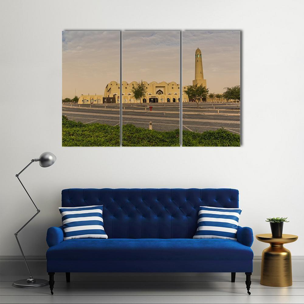 National Mosque In Doha Canvas Wall Art-3 Horizontal-Gallery Wrap-37" x 24"-Tiaracle