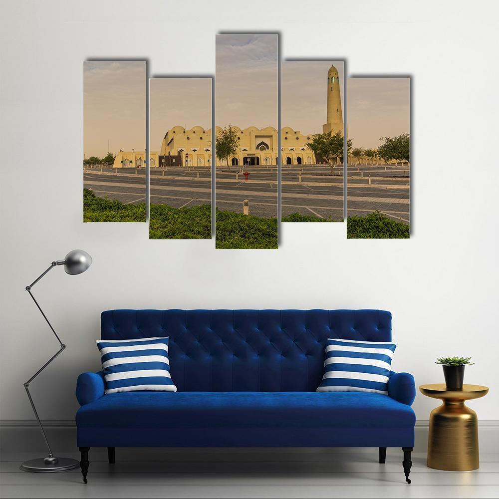 National Mosque In Doha Canvas Wall Art-5 Pop-Gallery Wrap-47" x 32"-Tiaracle