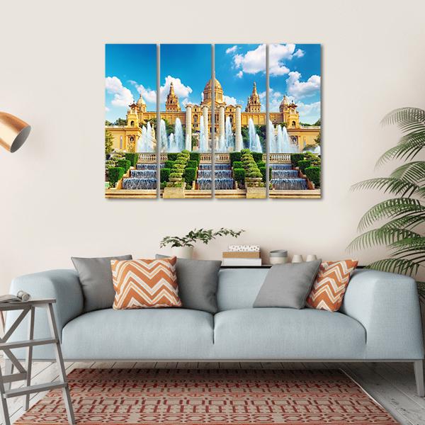 National Museum In Barcelona Canvas Wall Art-4 Horizontal-Gallery Wrap-34" x 24"-Tiaracle