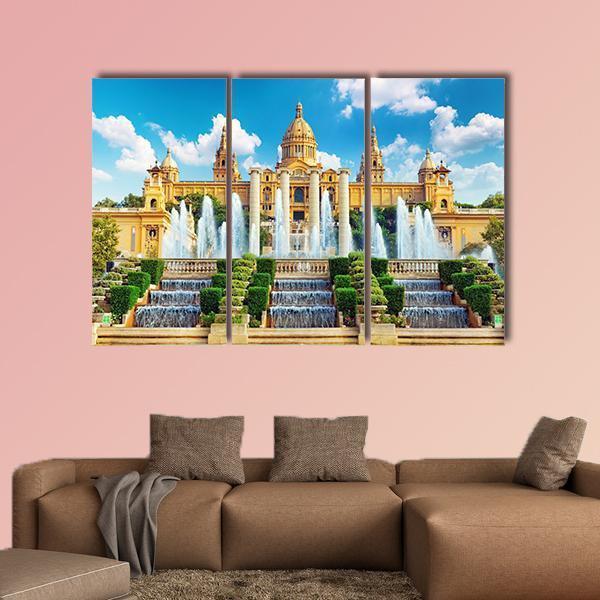 National Museum In Barcelona Canvas Wall Art-3 Horizontal-Gallery Wrap-37" x 24"-Tiaracle