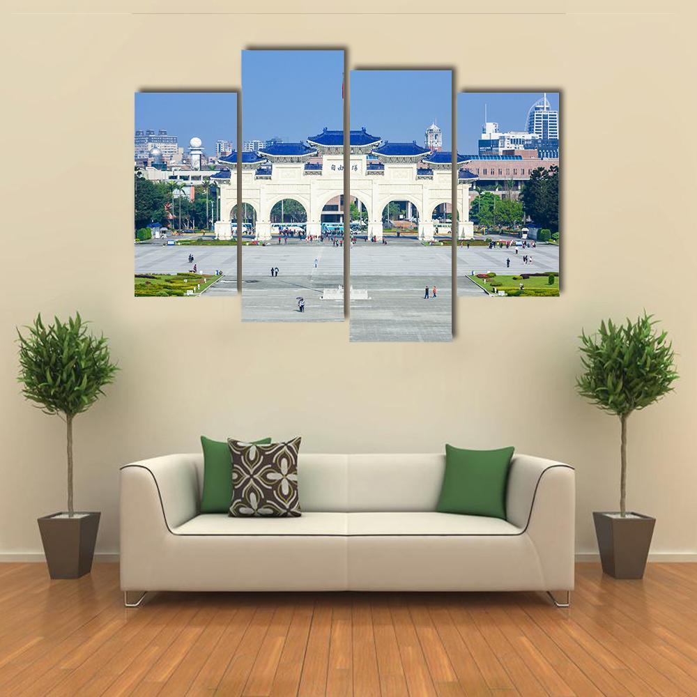 Democracy Memorial Hall In Taipei Canvas Wall Art-4 Pop-Gallery Wrap-50" x 32"-Tiaracle