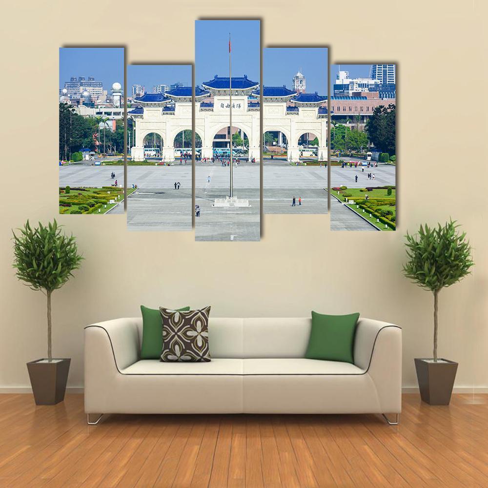 Democracy Memorial Hall In Taipei Canvas Wall Art-5 Pop-Gallery Wrap-47" x 32"-Tiaracle