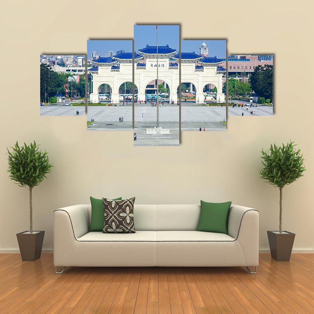 Democracy Memorial Hall In Taipei Canvas Wall Art-5 Star-Gallery Wrap-62" x 32"-Tiaracle