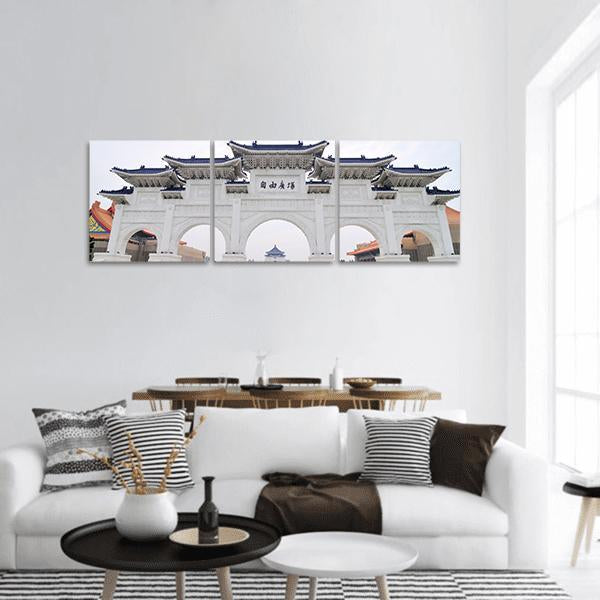 Taiwan Democracy Memorial Hall Panoramic Canvas Wall Art-3 Piece-25" x 08"-Tiaracle