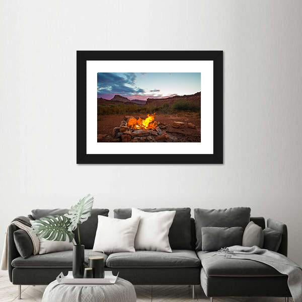 Natural Bonfire After Sunset Canvas Wall Art-3 Horizontal-Gallery Wrap-25&quot; x 16&quot;-Tiaracle