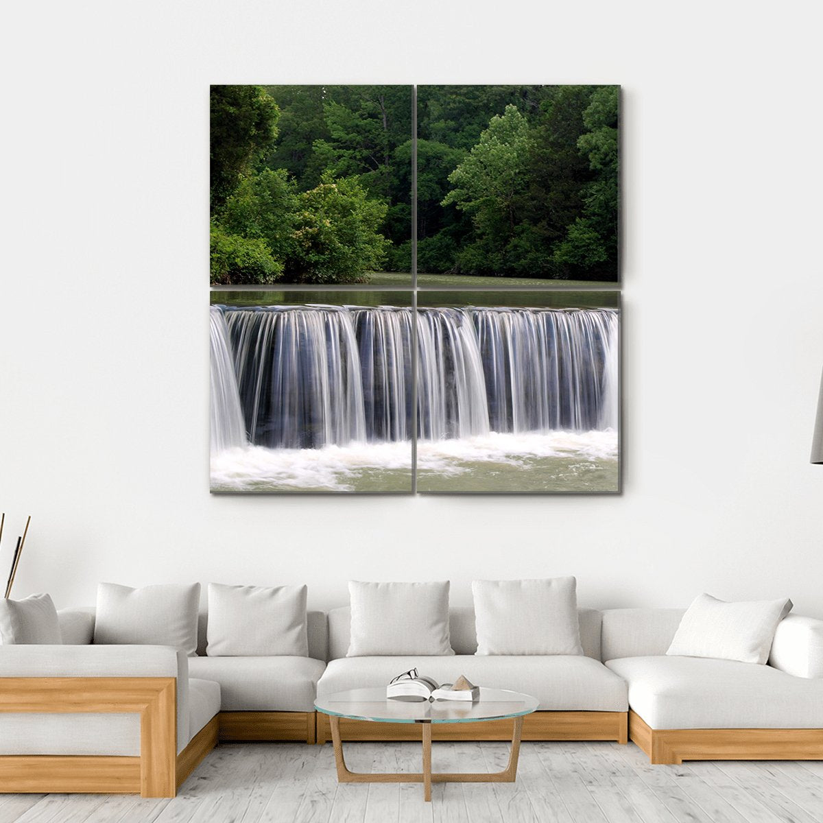 Natural Dam Falls Arkansas Canvas Wall Art-4 Square-Gallery Wrap-17" x 17"-Tiaracle